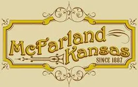 A yellow and brown logo for mcfarland kansas.